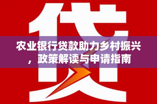 金普新区农业银行贷款助力乡村振兴，政策解读与申请指南