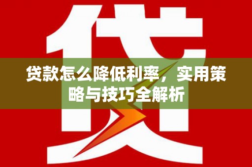金普新区贷款怎么降低利率，实用策略与技巧全解析